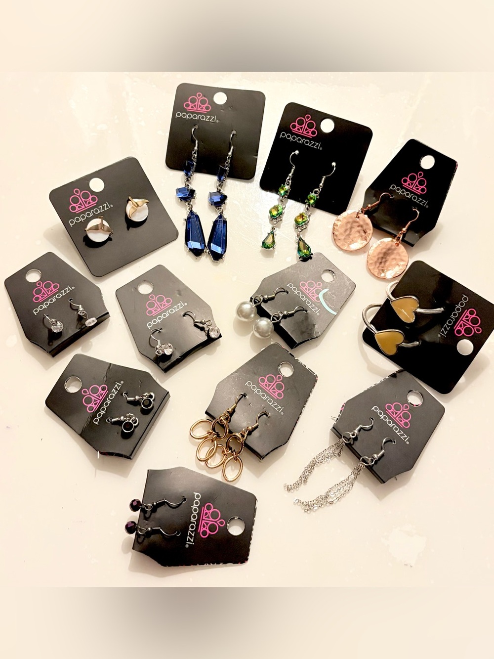 Paparazzi Bundle of 12 Blue Crystal & Green Teardrop Dangle Earrings